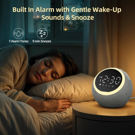 Smart Digital Alarm Clock White Noise – 25 Sounds Night Light