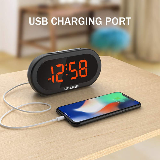 Digital Alarm Clock Bedside Clock 5 Optional Alarm Sounds - Black