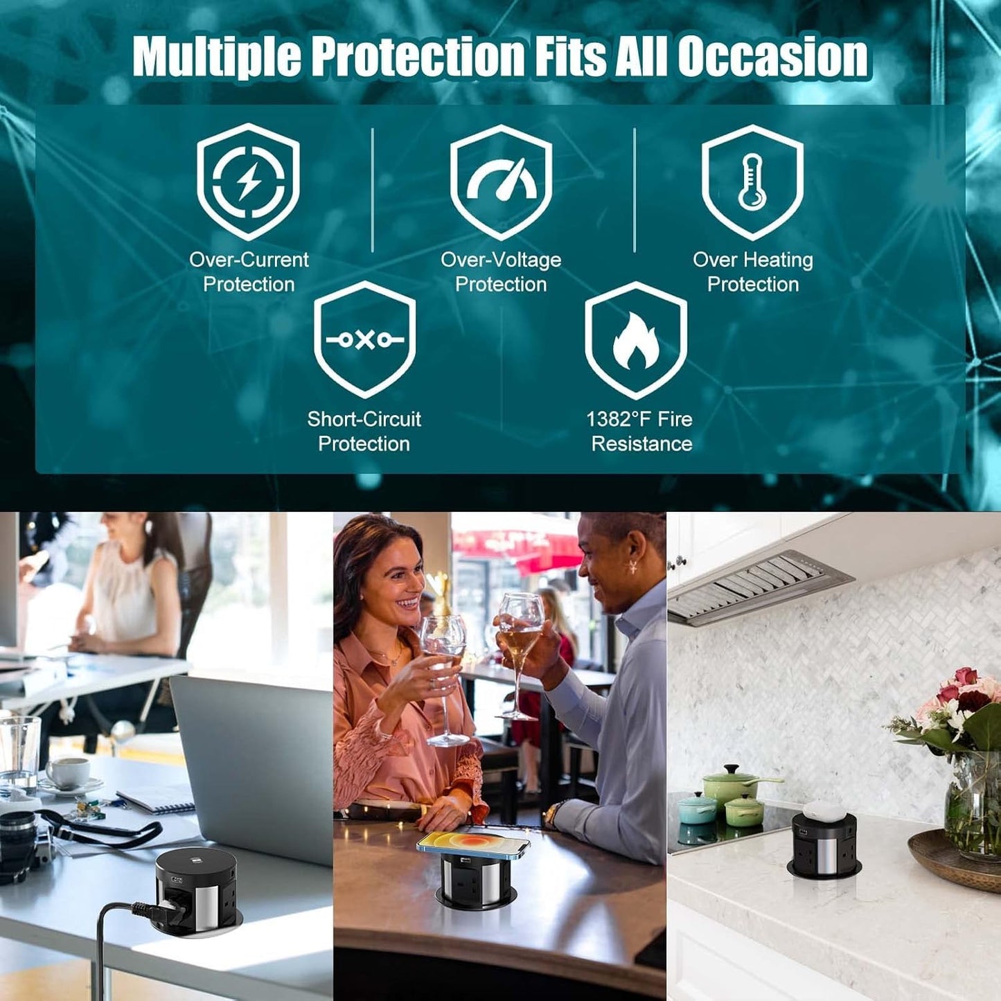 Pop Up Power Socket HDMI & USB Ports – 4 UK Sockets RRP £90