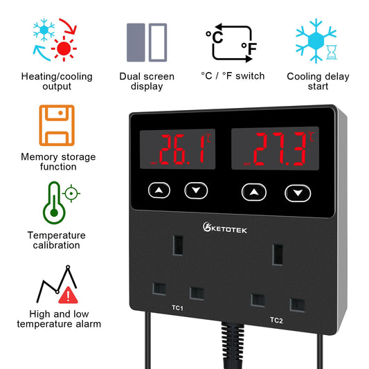 Dual Digital Reptile Thermostat Temperature Controller – RRP £35