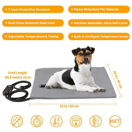 Toozey Dog Heat Pad Electric Heating Mat Adjustable Timer & RRP £34