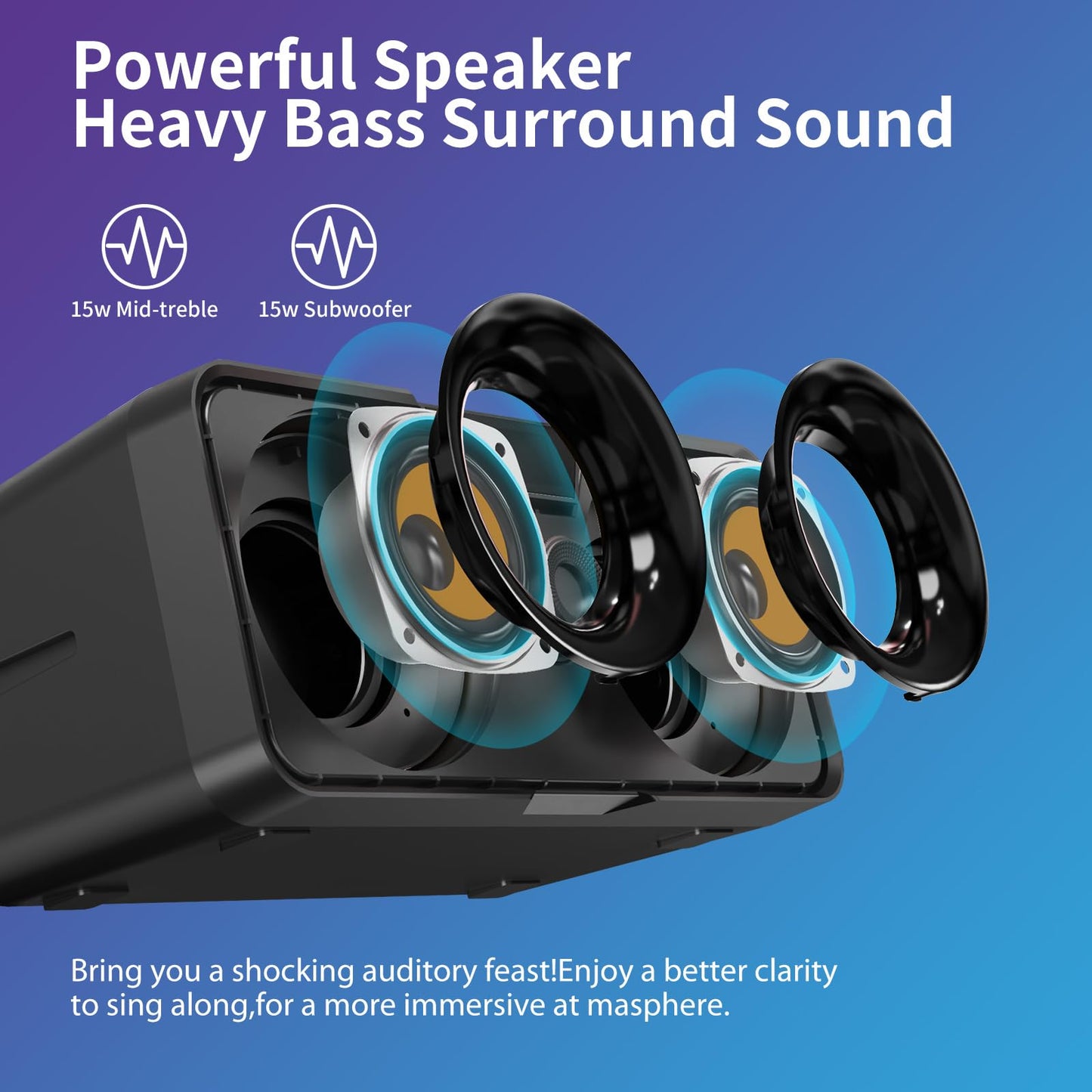 Karaoke Machine Adults Kids 2 UHF Wireless Microphones Portable RRP £90