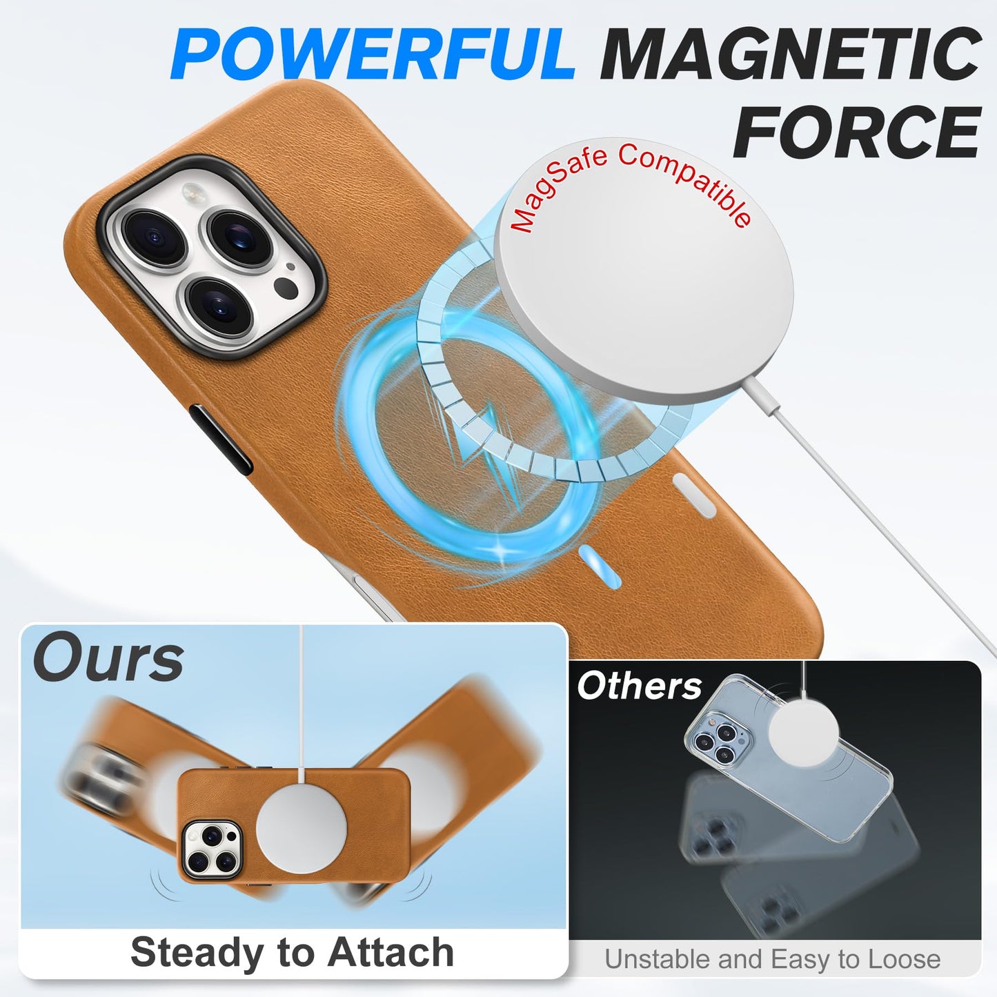 Genuine Leather Case for iPhone 16 Pro Max 6.9" Frame Cover - Horse Brown