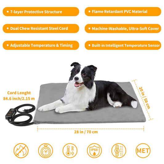 Toozey Dog Heat Pad Electric 70 x 50 cm 4 Adjustable Timer 6 RRP £39