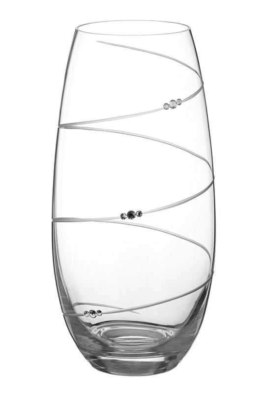 DIAMANTE Swarovski Barrel Vase 'Toast Swirl' - Hand Cut Crystal Vase RRP £30