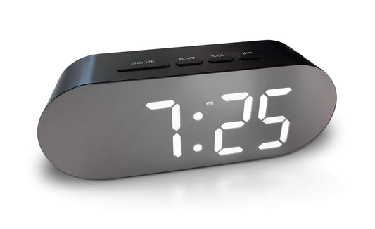 Digital Alarm Clock - Mains Powered Big Digit Mirror Display