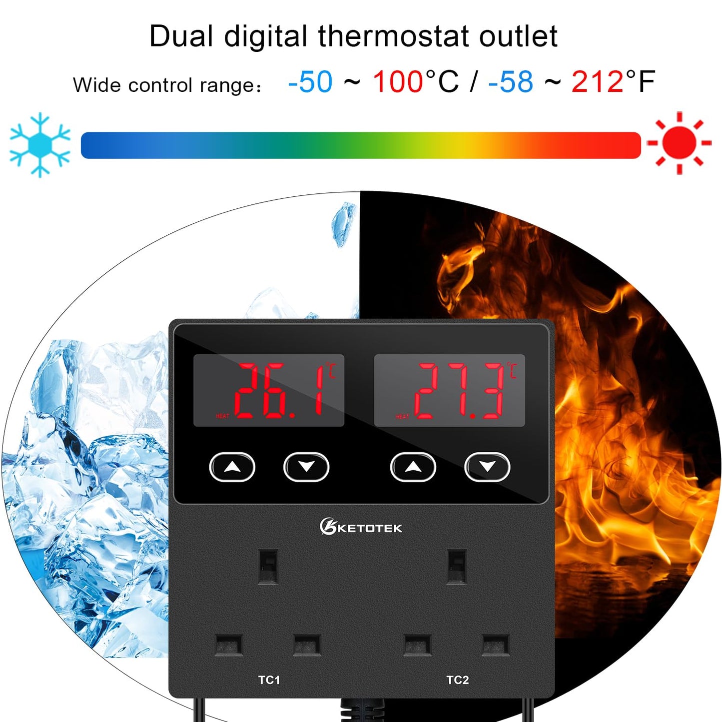 Dual Digital Reptile Thermostat Temperature Controller – RRP £35