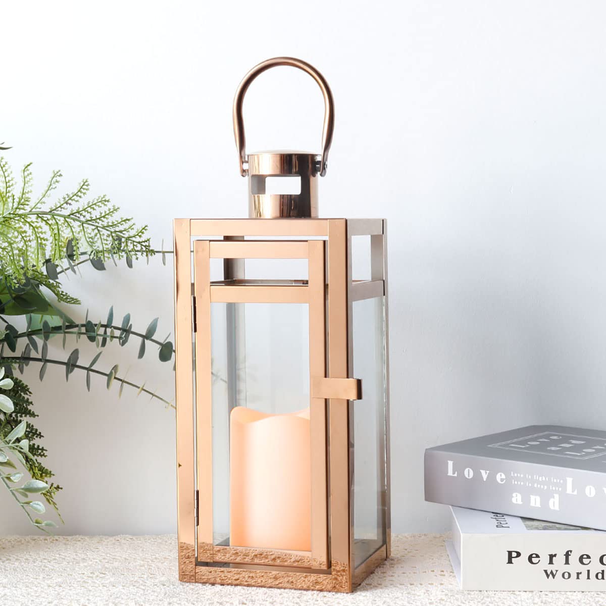 Stainless Steel Decorative Lantern 30cm High Metal Candle