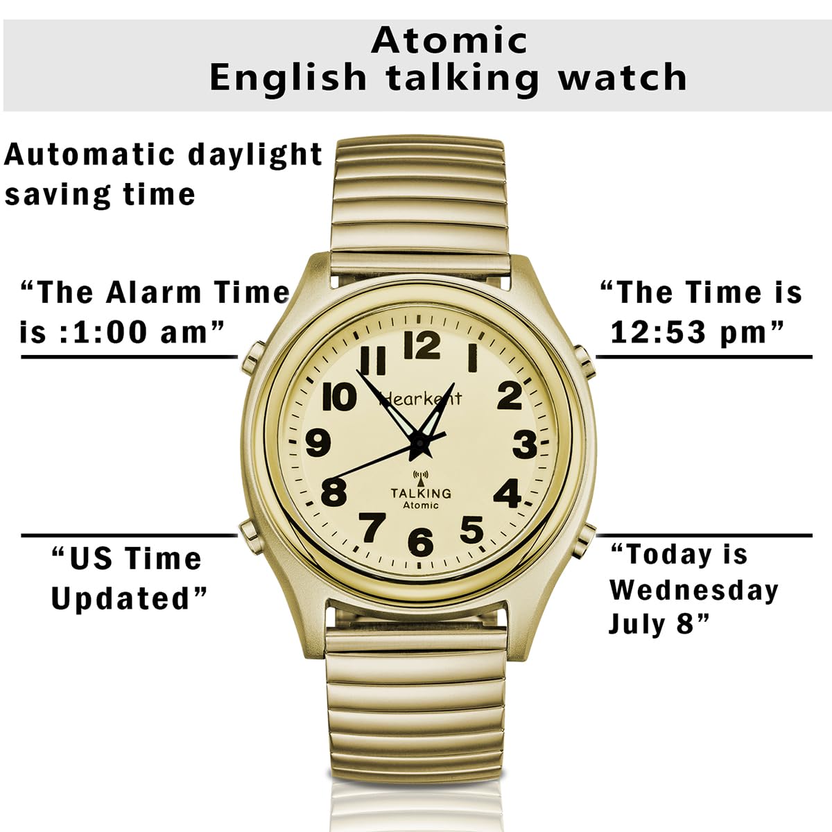 Hearkent Radio Controlled Talking Watch Stainless Steel Expanding RRP £40