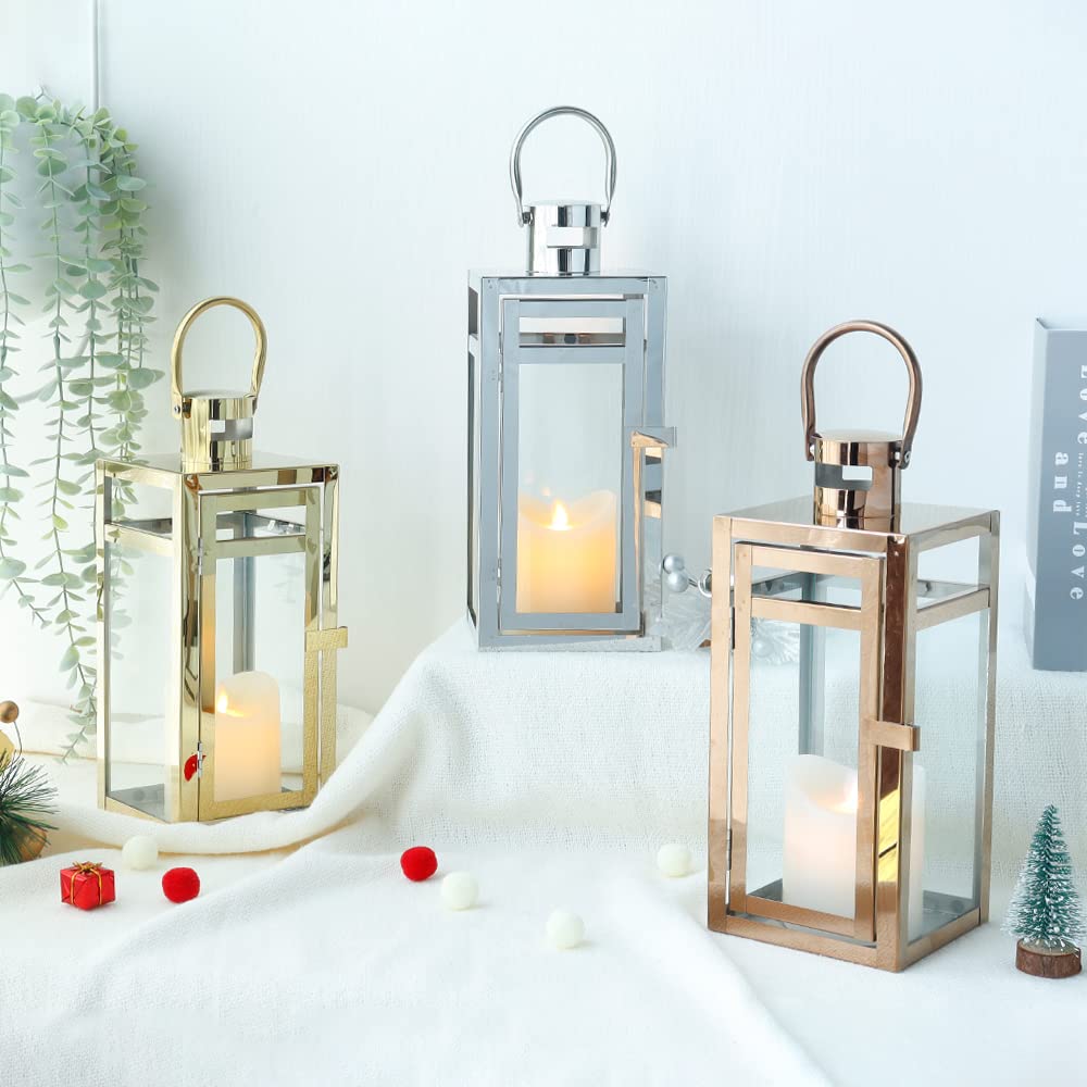 Stainless Steel Decorative Lantern 30cm High Metal Candle