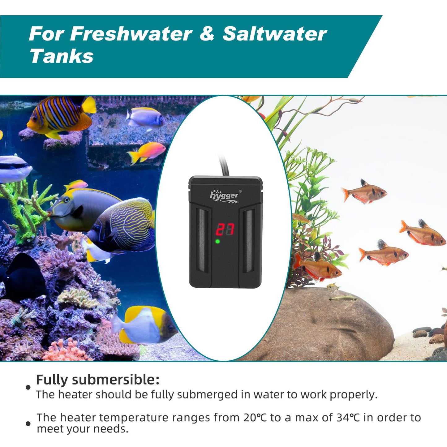150W Submersible Aquarium Heater LED Display – 37-115L Tanks RRP £29