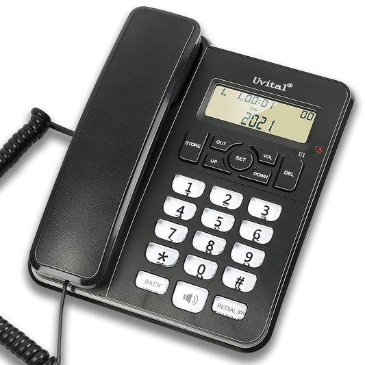 Desktop Corded Telephone Home Landline Telephone - Black