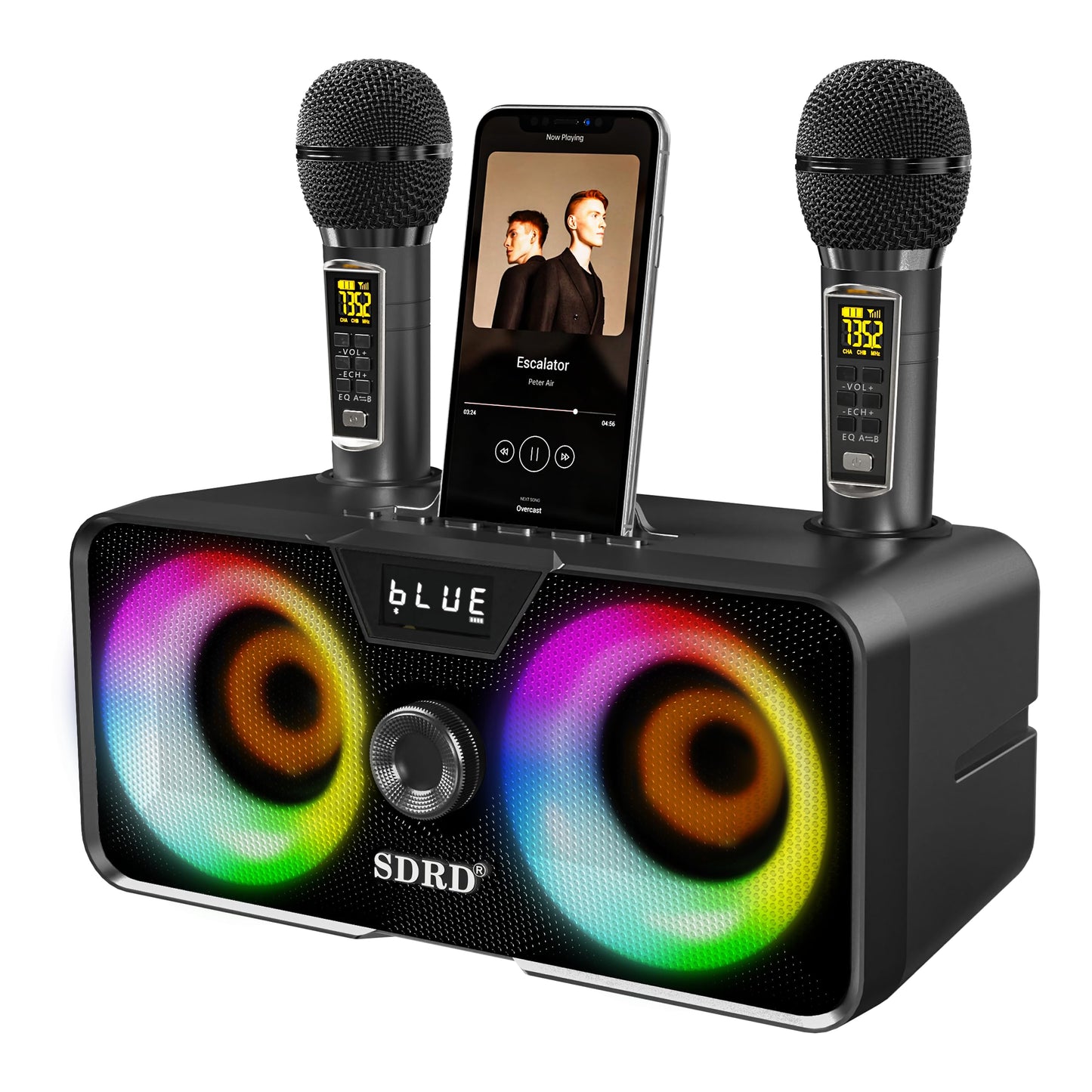 Karaoke Machine Adults Kids 2 UHF Wireless Microphones Portable RRP £90