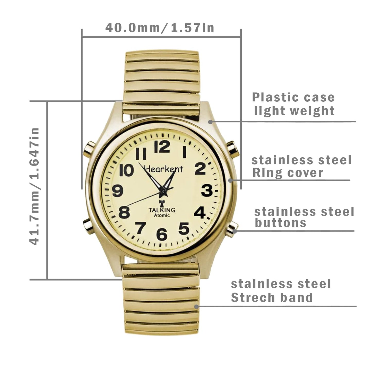Hearkent Radio Controlled Talking Watch Stainless Steel Expanding RRP £40