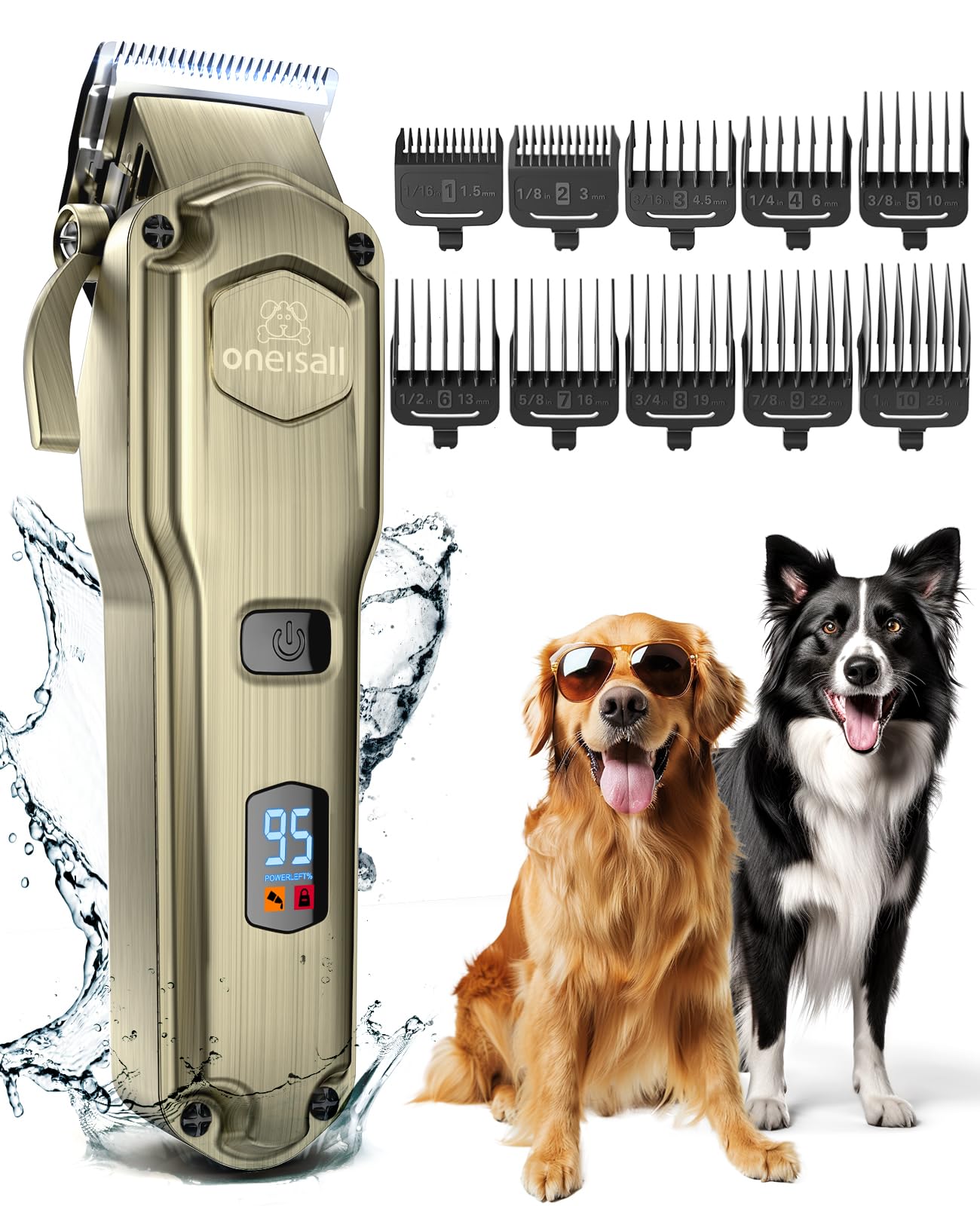 oneisall Dog Clippers Grooming Thick Heavy Coats/Low Noise - (Gold)