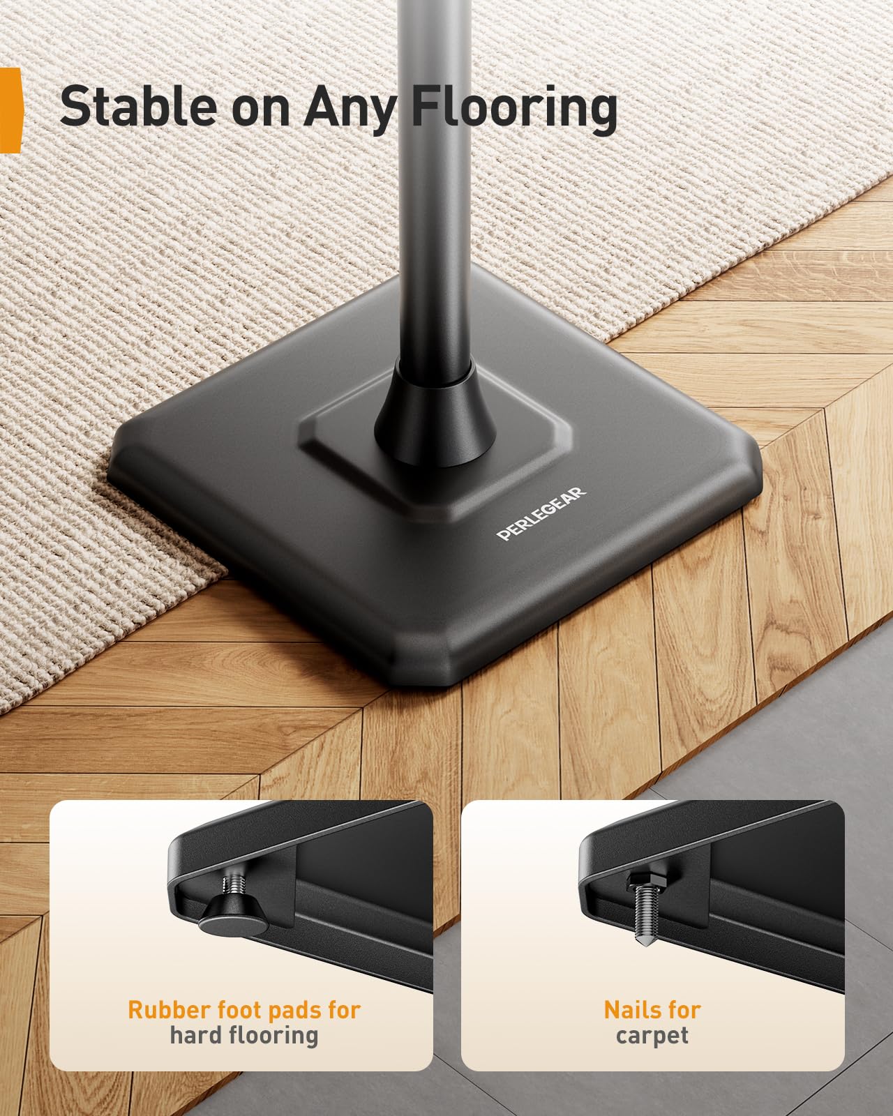 Perlegear Adjustable Speaker Stands – Height Adjustable Max 6kg Pair
