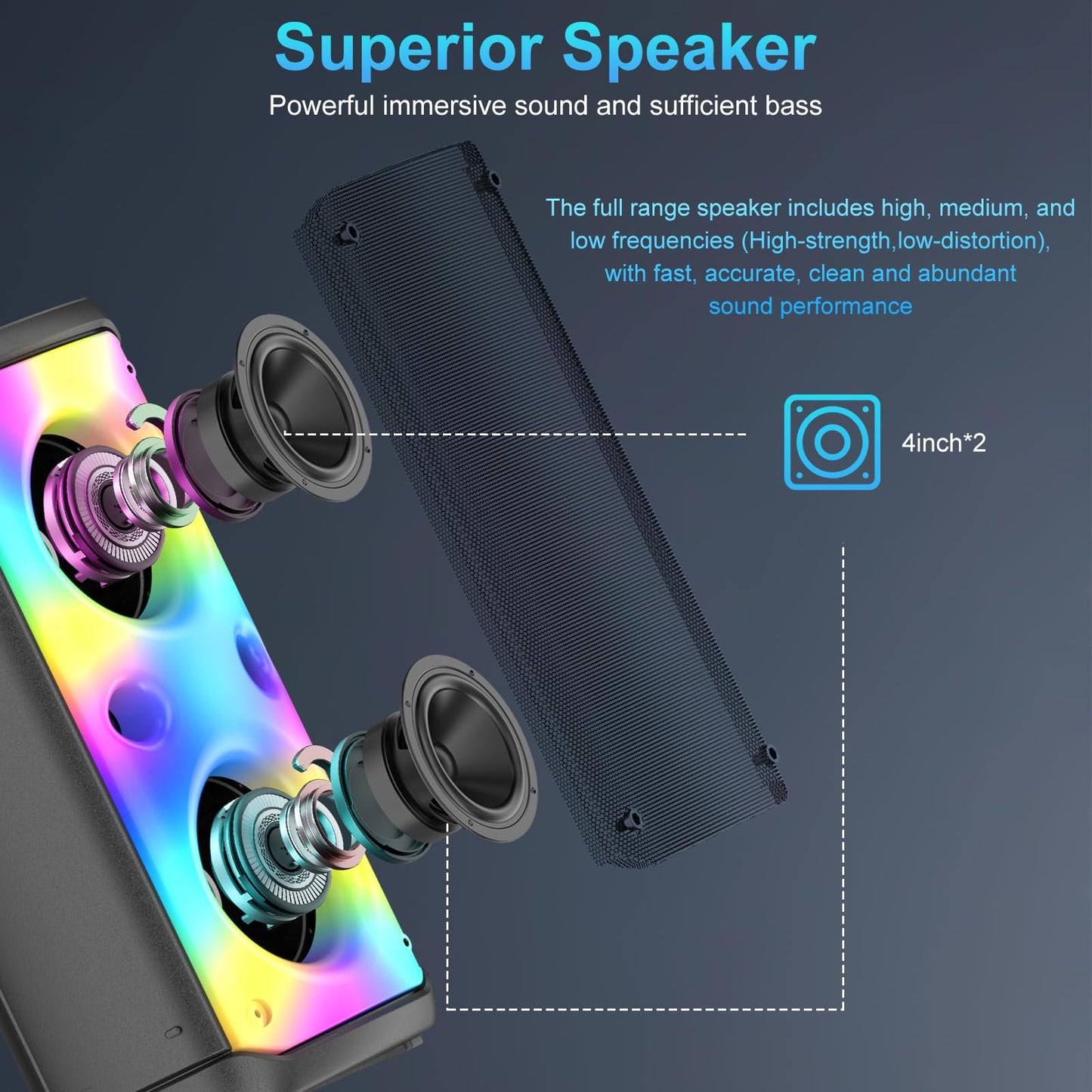 TAMPROAD Bluetooth Speaker 80W Peak Wireless TWS Portable Outdoor RRP £62