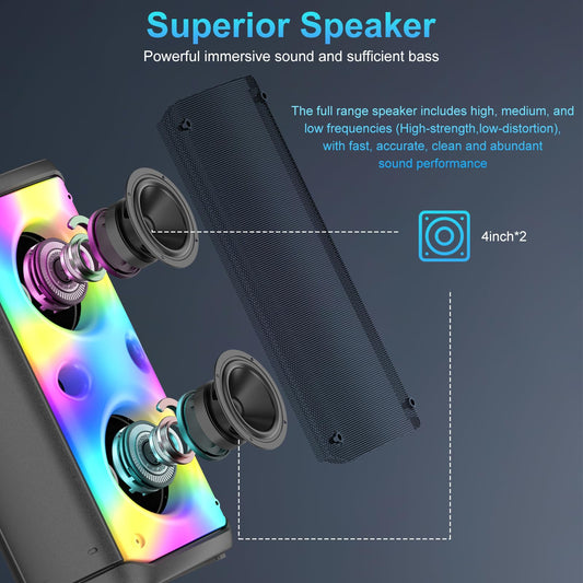 TAMPROAD Bluetooth Speaker 80W Peak Wireless TWS Portable Outdoor RRP £62