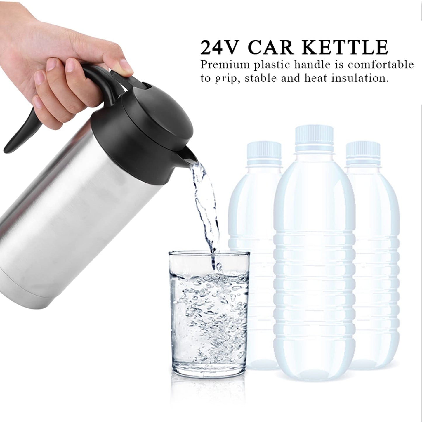24V Electric Car Kettle 750ml Cigarette Lighter Plug