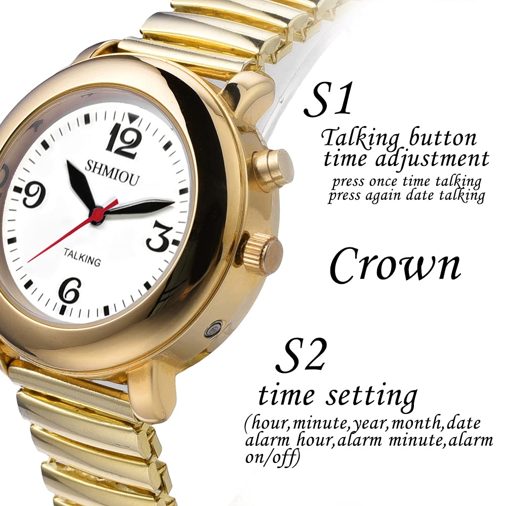 SHMIOU English Talking Watch Women Golden Senior Blind Visually RRP £46