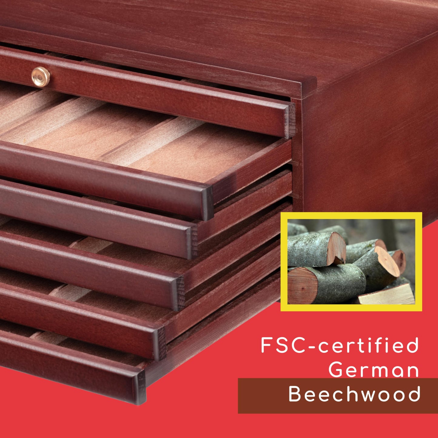 MEEDEN 6-Drawer Beechwood Artist Supply Storage Box Portable Artist RRP £57