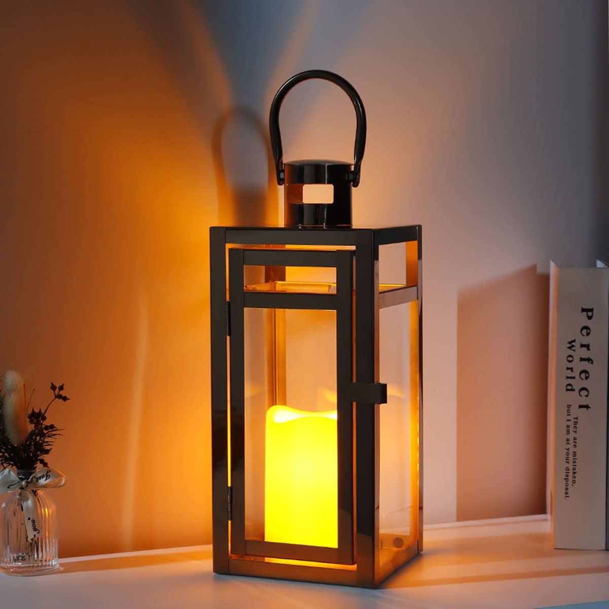 Stainless Steel Decorative Lantern 30cm High Metal Candle