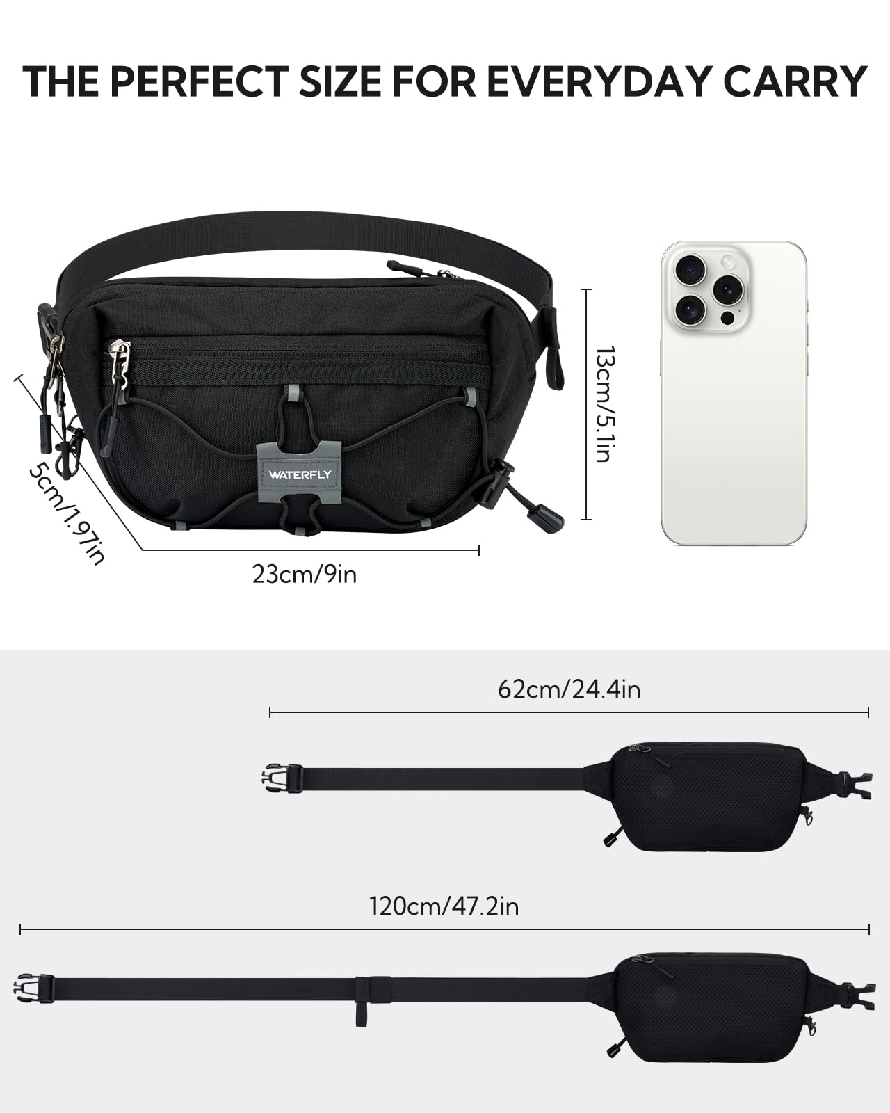 Waist Packs Adjustable Belt Crossbody Chest Bag with RFID Blocking Anti-Theft - Black