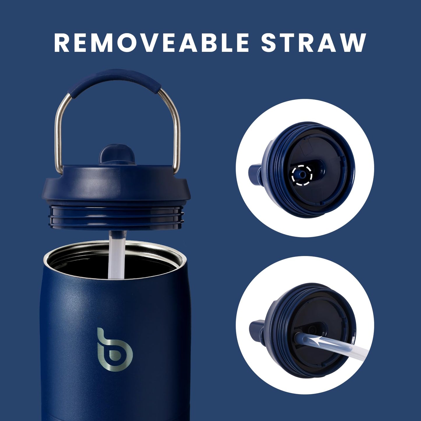 Insulated Water Bottle 950ml(32oz) Straw Lid Sports Gym