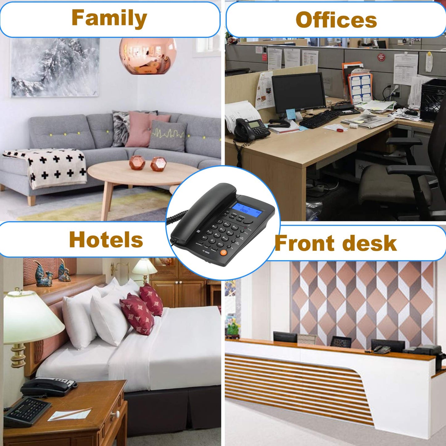 Desktop Corded Telephone DTMF/FSK Mode LCD Display Calls