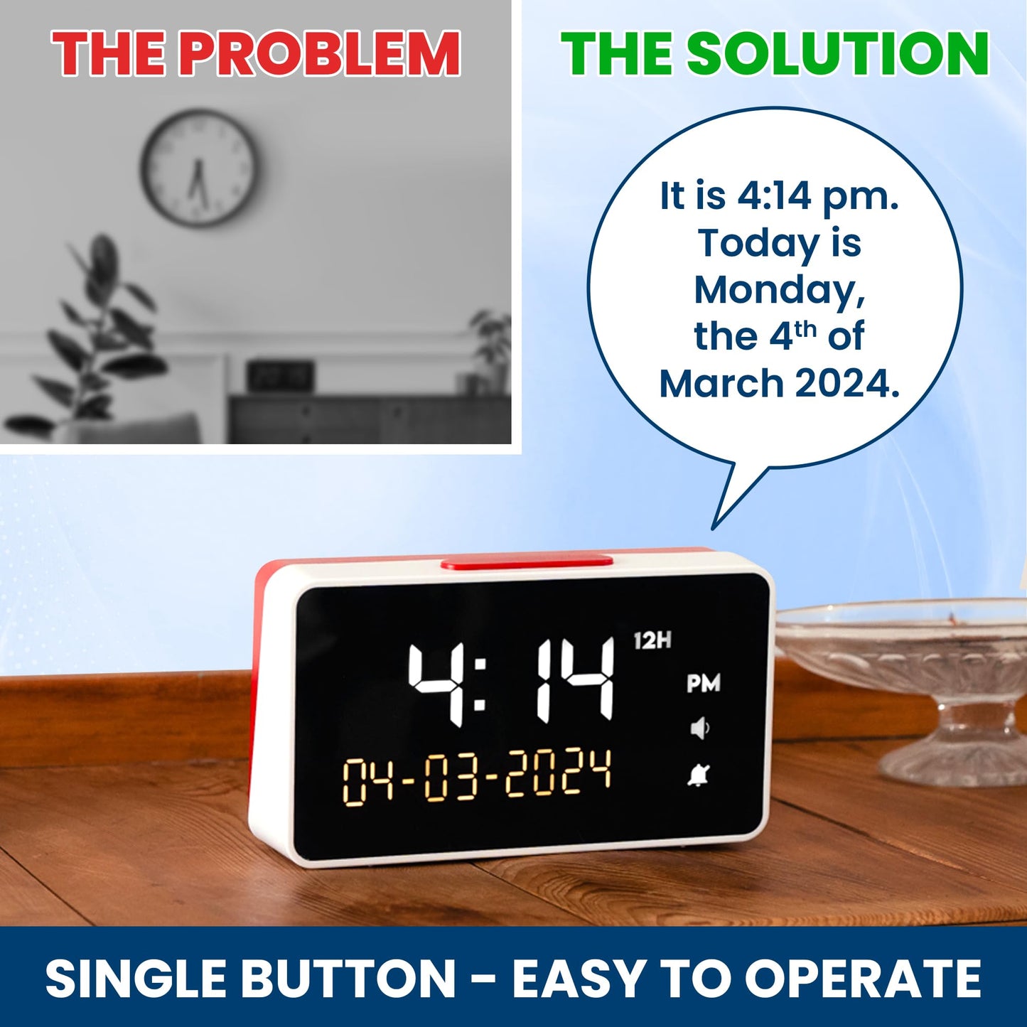 Talking Clock - Extra Loud Time Date Elderly Dementia Hearing RRP £42
