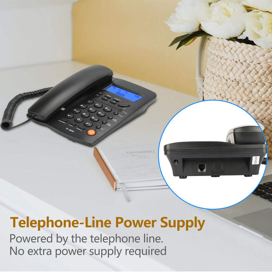 Desktop Corded Telephone DTMF/FSK Mode LCD Display Calls