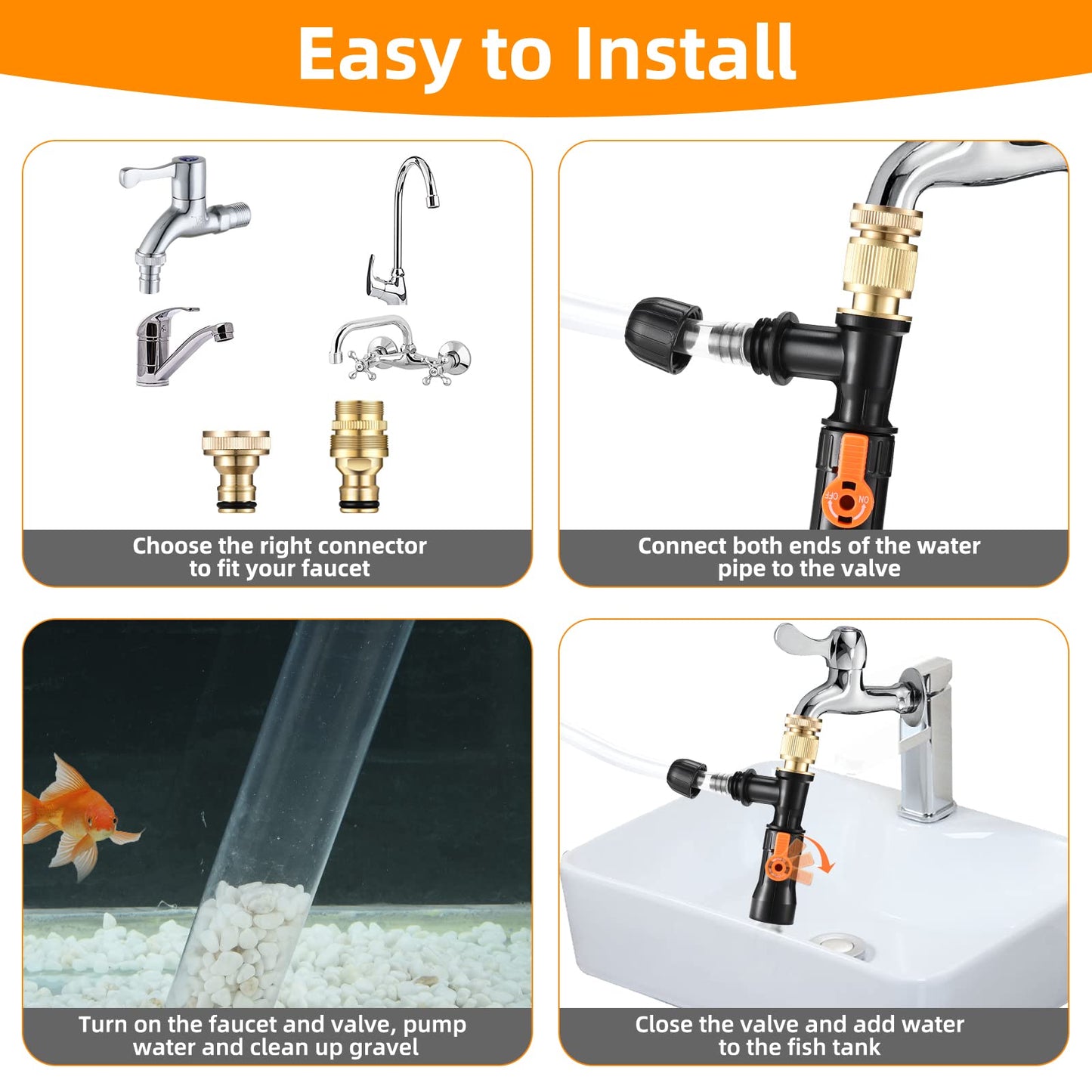 Gravel Vacuum Aquarium Water Changer Siphon Pump – 30ft RRP £36
