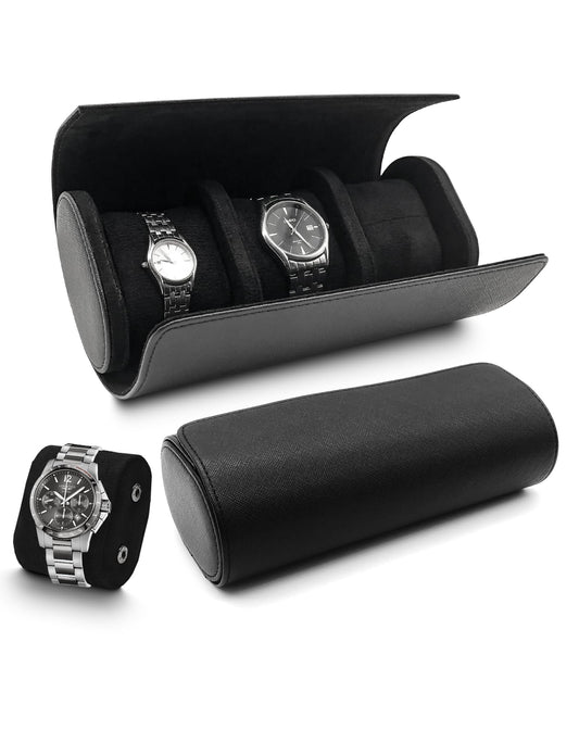 Watch Travel Case 3 Slot PU Leather Watch Roll Box Men Watch