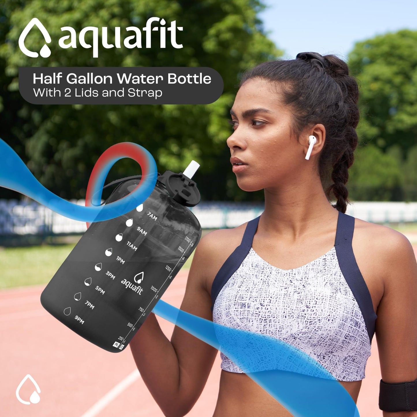 AQUAFIT 4 Litre Water Bottle Straw - Water Bottle 4L Time Marker - RRP £23