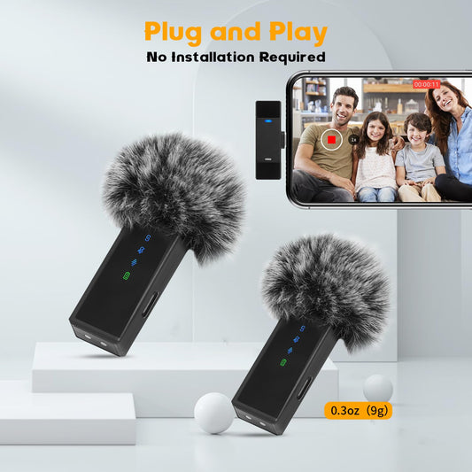 Wireless Lavalier Microphone Set of 2 Charging Case – iPhone/iPad