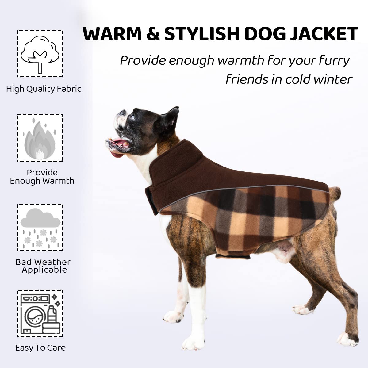 Warm Windproof Dog Coat Reversible Jacket Reflective Strips Cold