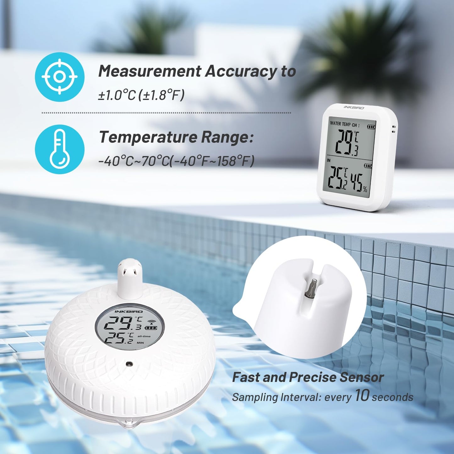 Inkbird Wireless Floating Pool Thermometer IBS-P01R Water Temperature RRP £37