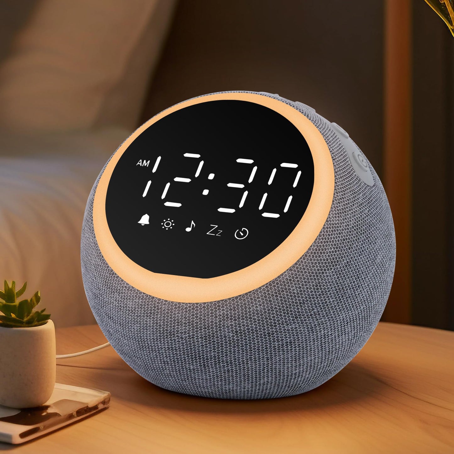 Smart Digital Alarm Clock White Noise – 25 Sounds Night Light