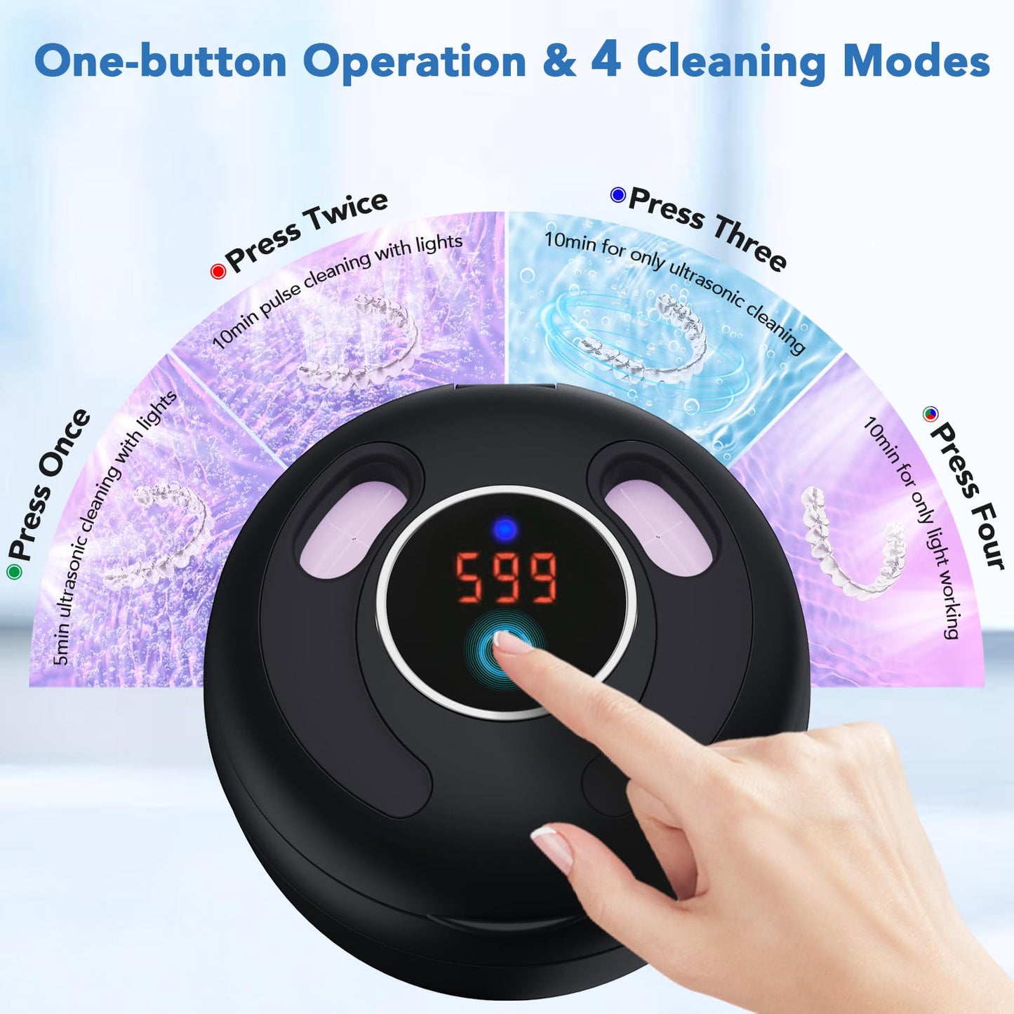 Accwork Ultrasonic Retainer Cleaner 45kHz Ultrasonic Denture Cleaner RRP £36