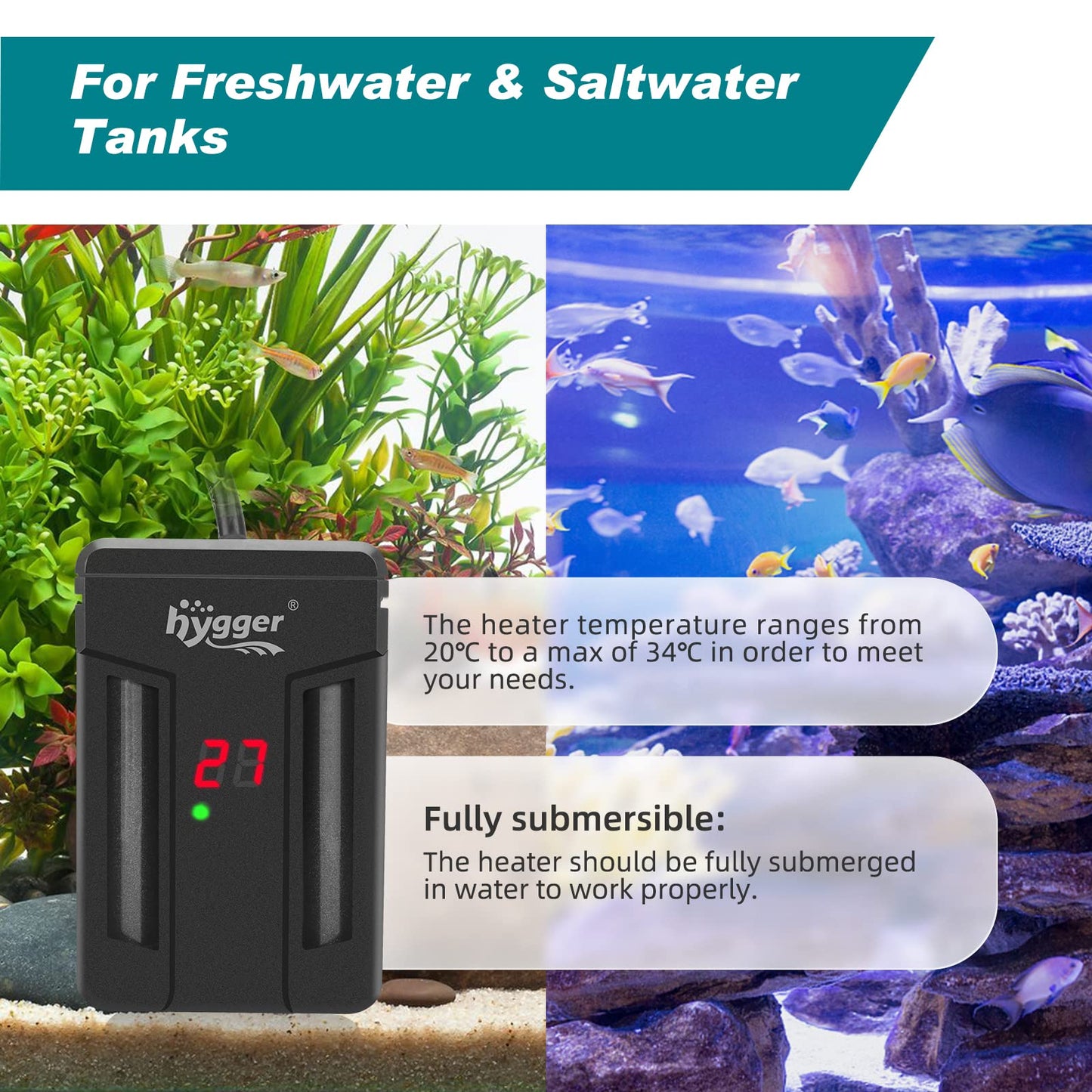 150W Submersible Aquarium Heater LED Display – 37-115L Tanks RRP £29