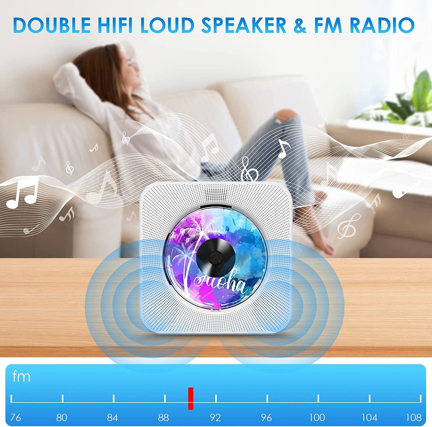 Portable CD Player Bluetooth Gueray Desktop CD Players Home Bulit-in RRP £32