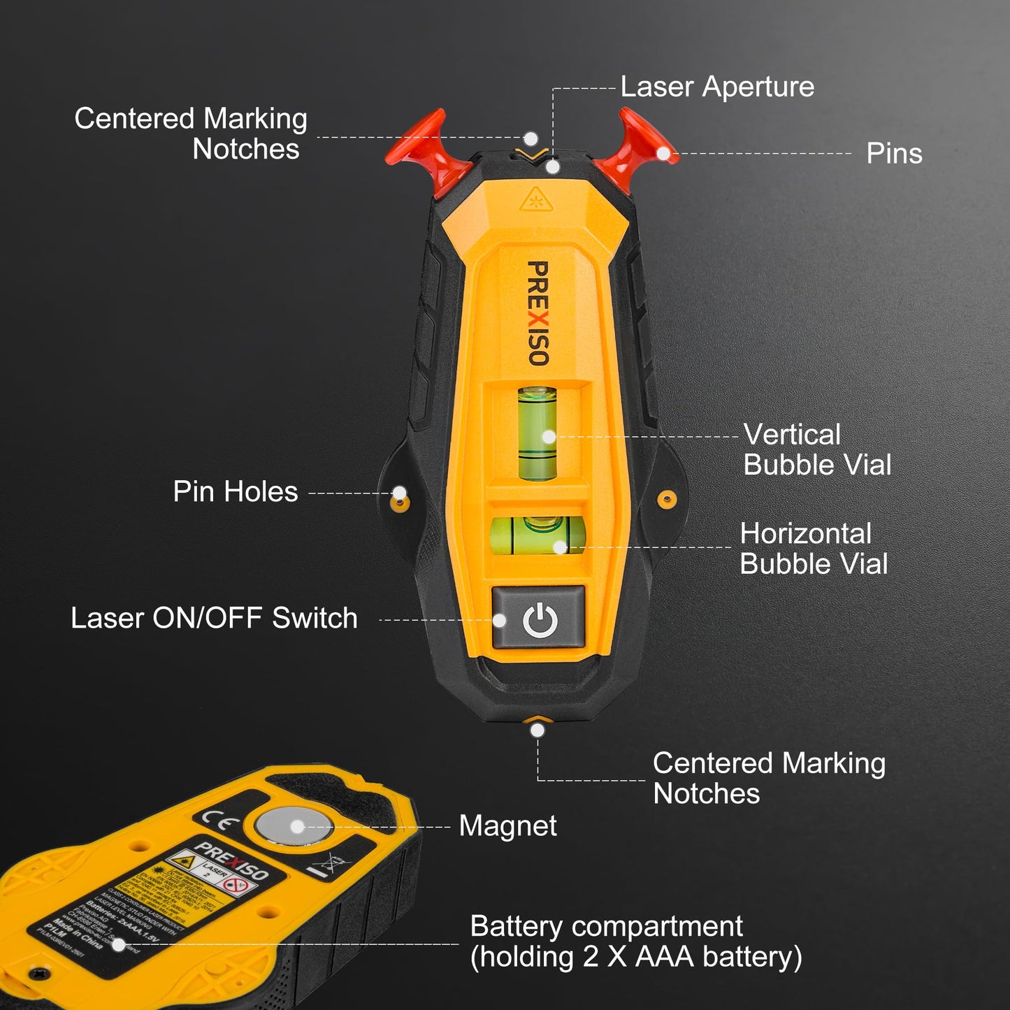 Magnetic Stud Finder Laser Level 2-in-1 Wall Scanner Tool Marking – RRP £20