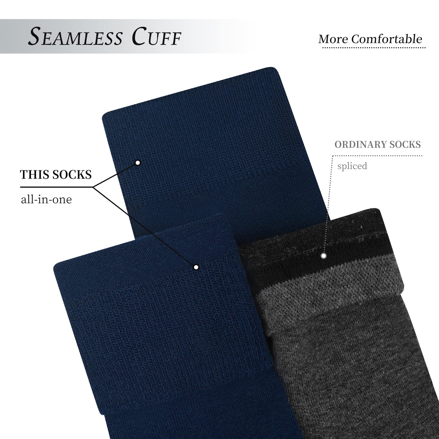 Mens Socks 9-11 Multipack Navy Blue Socks Seamless Cuff Soft Pairs of Cotton Socks