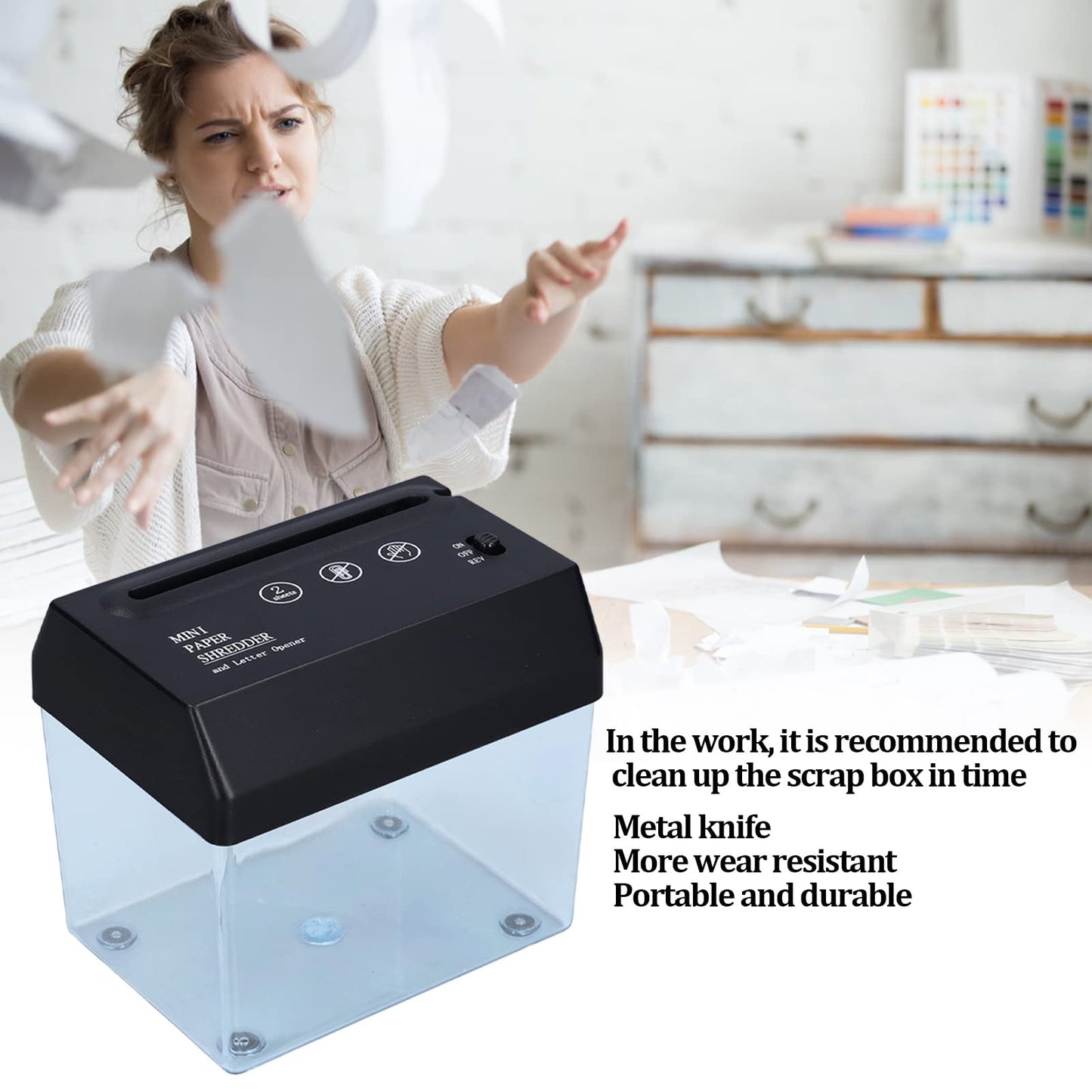Small Paper Shredder Home Use A6 USB Electric Shredder