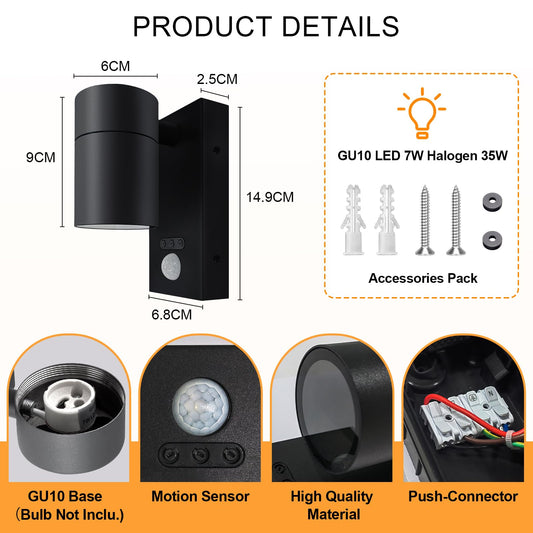 Outside Wall Lights Sensor IP65 Waterproof Downward Outdoor