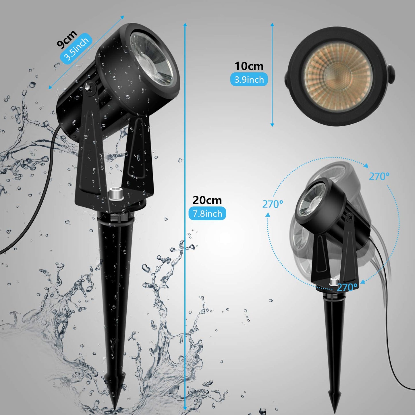 Svater Garden Spotlights Mains Powered 92FT/28m 8-in-1 LED Landscape RRP £57