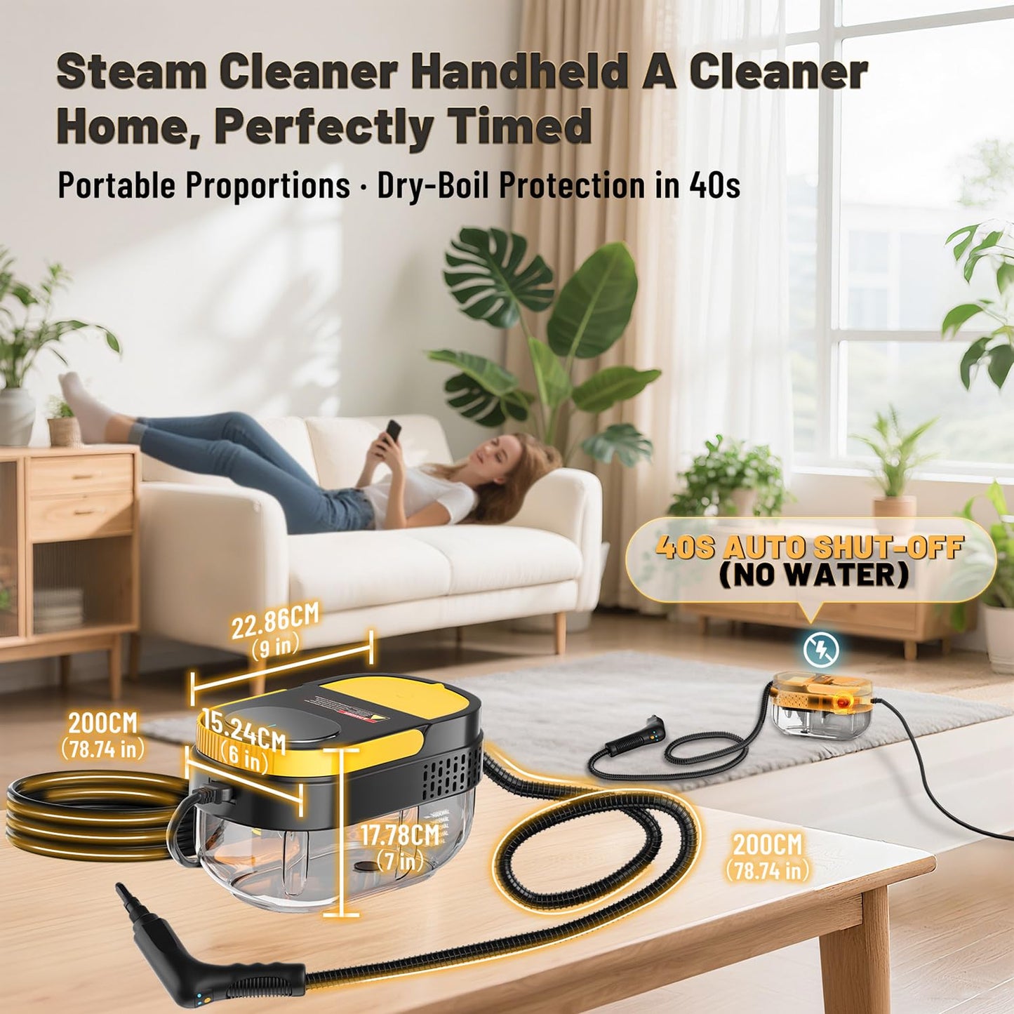 Gautye Steam Cleaner 3 Level Adjustable Handle 15s Heat-Up 1.6L Tank RRP £70