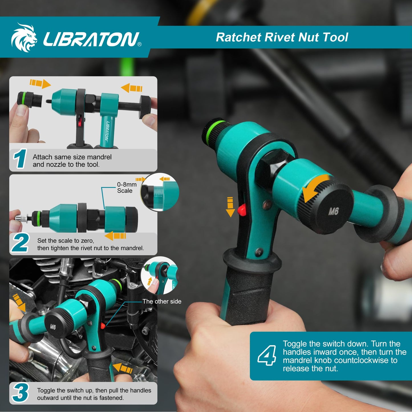LIBRATON Rivet Nut Tool Rivnut Tool Professional Ratchet Nutsert Tool RRP £66