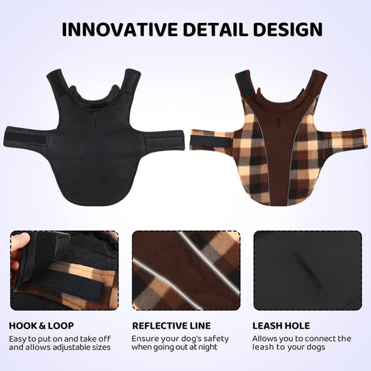 Warm Windproof Dog Coat Reversible Jacket Reflective Strips Cold