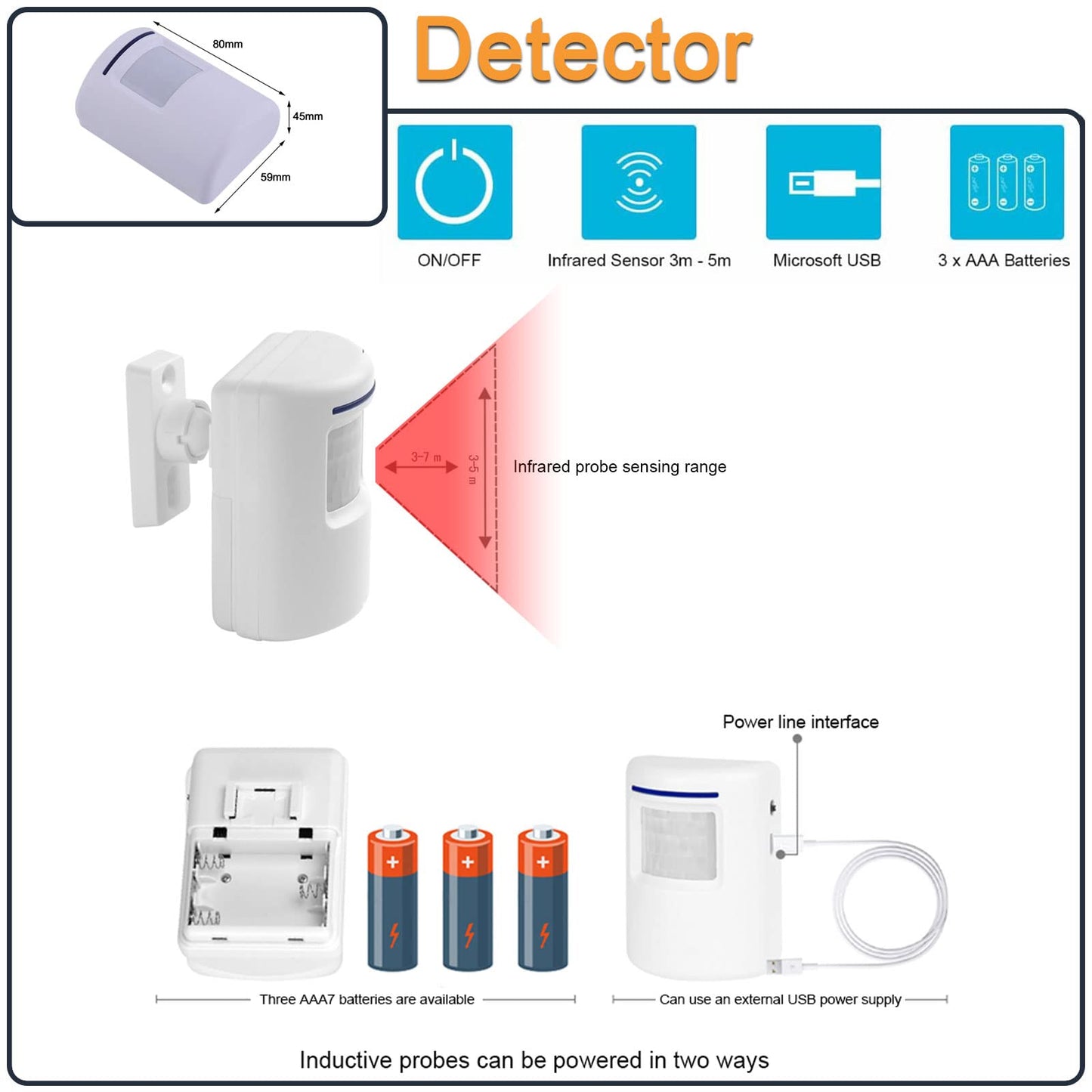 HoneTeek Motion Sensor Doorbell Entry Alert Door Chime Business/Store RRP £25